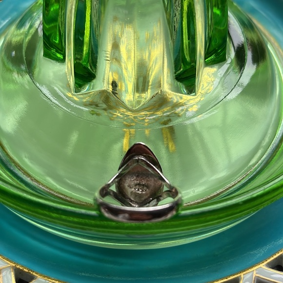 Artisan dichroic glass ring 7.5 Sterling - Picture 2 of 4